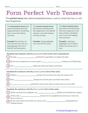 Form Perfect Verb Tenses