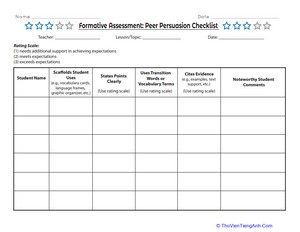 Formative Assessment: Peer Persuasion Checklist