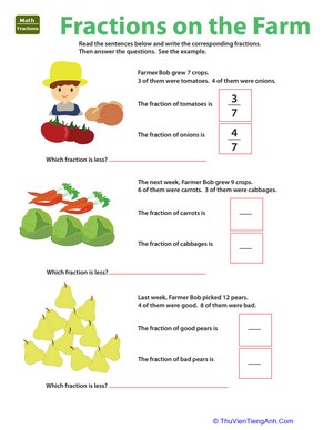 Fraction Practice: Fractions on the Farm