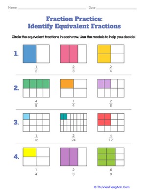Fraction Practice: Identify Equivalent Fractions