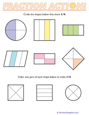 Fractions of Shapes: 1/4