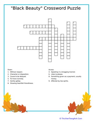 Black Beauty Crossword Puzzle