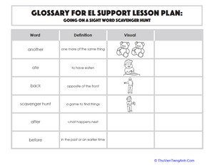 Glossary: Going on a Sight Word Scavenger Hunt