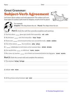 Great Grammar: Subject-Verb Agreement
