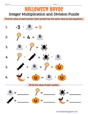 Halloween Havoc: Integer Multiplication and Division Puzzle