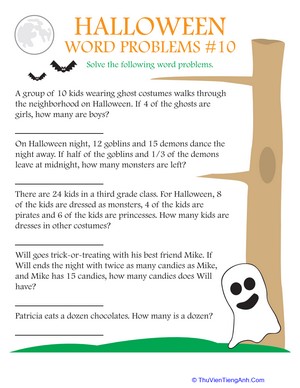 Halloween Word Problems #10