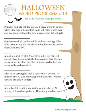 Halloween Word Problems #14