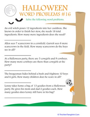 Halloween Word Problems #16