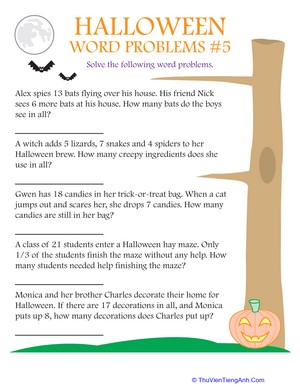 Halloween Word Problems #5