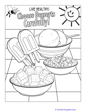 Healthy Eating Coloring Page: Desserts
