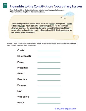 Vocab in History: Preamble to the Constitution