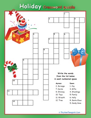 Simple Holiday Crossword Puzzle