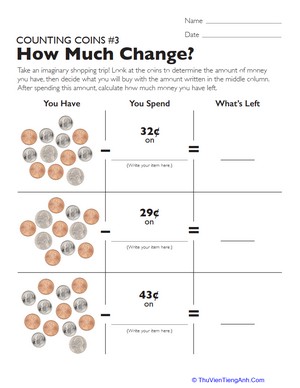 Counting Coins #3: How Much Change?