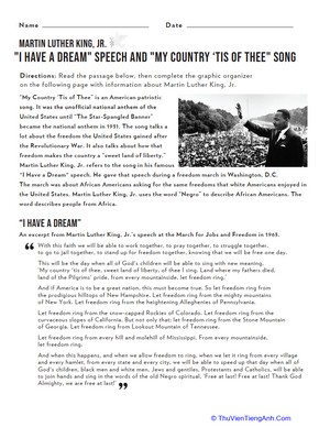 “I Have a Dream” Speech and “My Country ‘Tis of Thee” Song