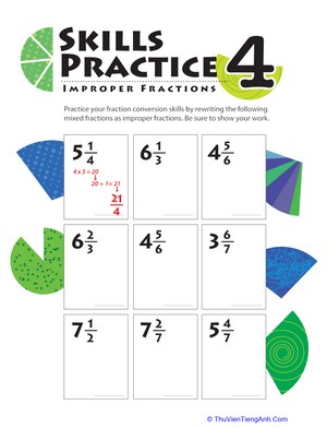 Improper Fraction Skills Practice #4
