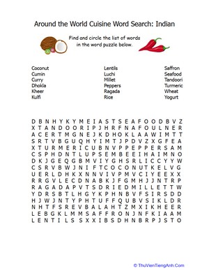 Indian Cuisine Word Search