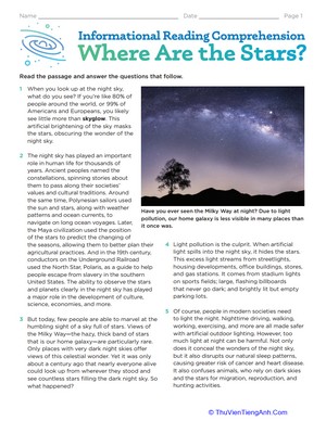 Informational Reading Comprehension: Where Are the Stars?