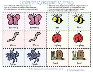Memory Matching Game: Insects!