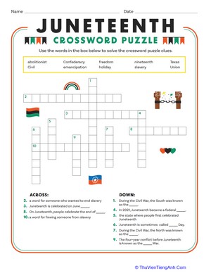 Juneteenth Crossword Puzzle