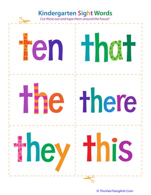 Kindergarten Sight Words: Ten to This
