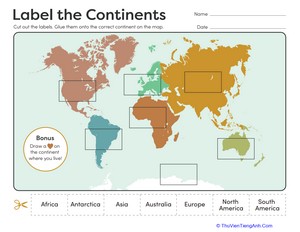 Label the Continents