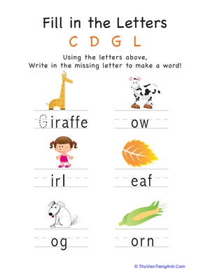 Fill in the Letters: C D G L
