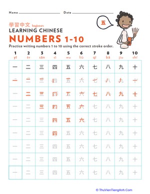 Learn Chinese: Writing Numbers 1-10