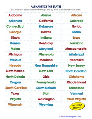 List of the 50 States in Alphabetical Order