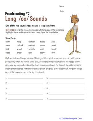 Proofreading #2: Long /oo/ Sounds