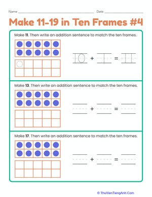 Make 11–19 in Ten Frames #4