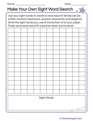 Make Your Own Sight Word Search