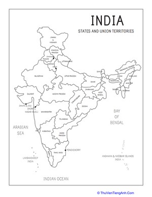 Map of India: States, Union Territories, and Capitals