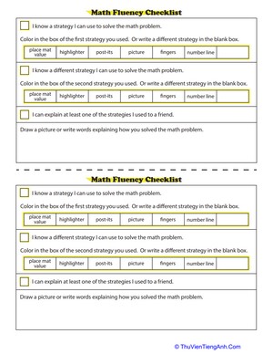 Math Fluency Checklist