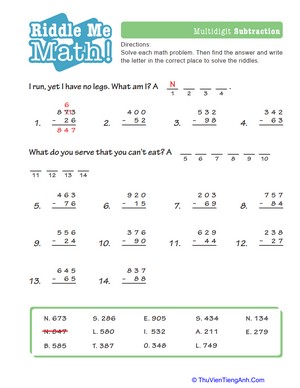 Math Riddles: Subtraction #2