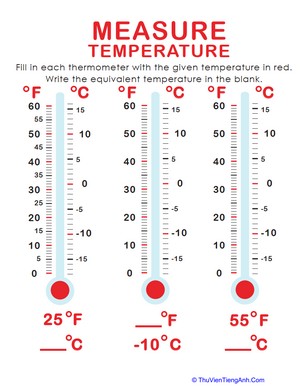Measure Temperature: Fill the Thermometer