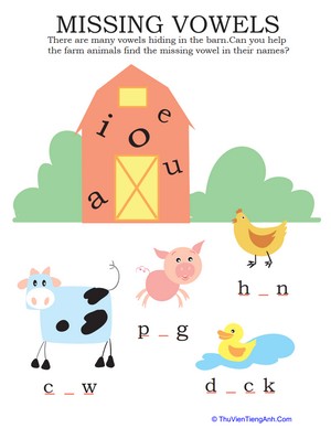 Missing Vowels: Farm Animals