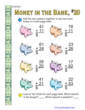 Money in the Bank: Two-Digit Addition #20