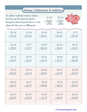 Money Addition and Subtraction