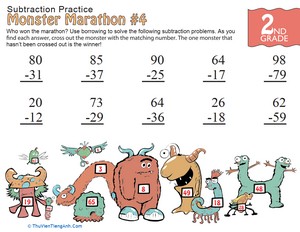 Monster Marathon: Two-Digit Subtraction #4