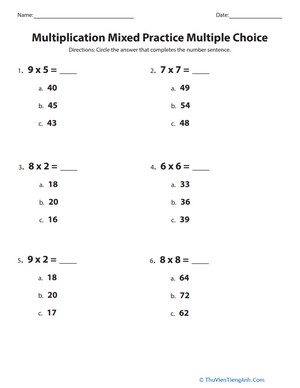 Mixed Multiplication Fact Practice