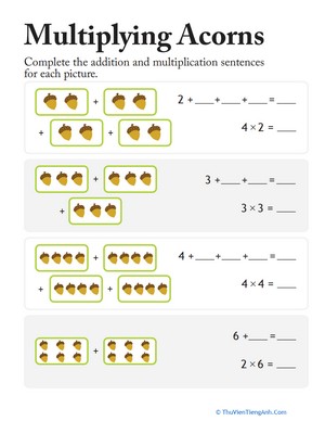 Multiplication: Add & Multiply Acorns