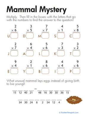 Multiplication: Mammal Mystery
