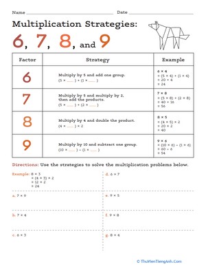 Multiplication Strategies: 6, 7, 8, and 9