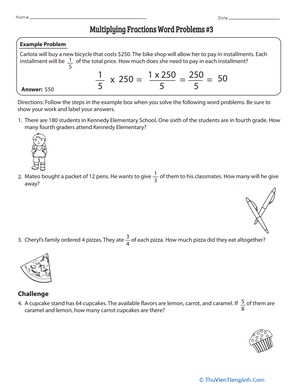 Multiplying Fractions Word Problems #3