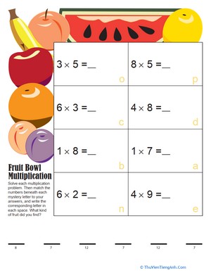 Mystery Fruit Multiplication 1
