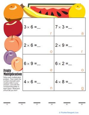 Mystery Fruit Multiplication 5