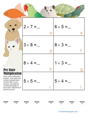 Mystery Multiplication Pets 4