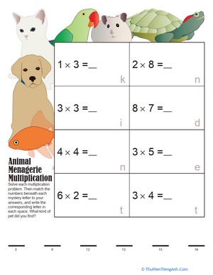 Mystery Multiplication Pets 5
