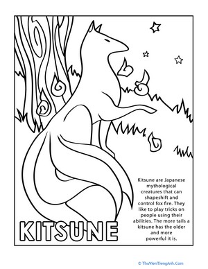 Kitsune Coloring Page