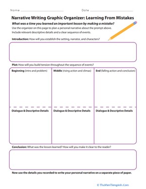Narrative Writing Graphic Organizer: Learning From Mistakes
